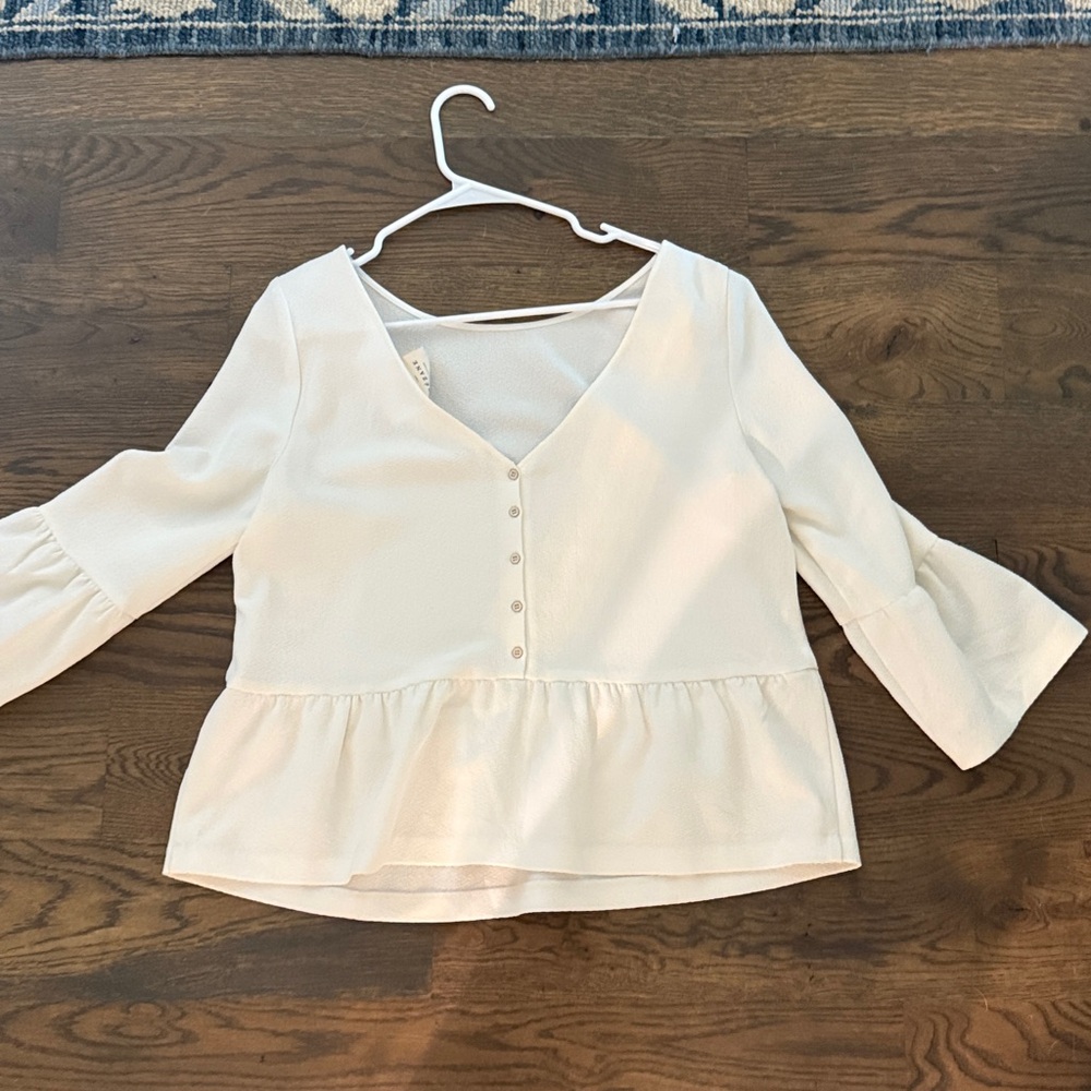 Sezane White Talia Blouse - Button Back Peplum - image 4